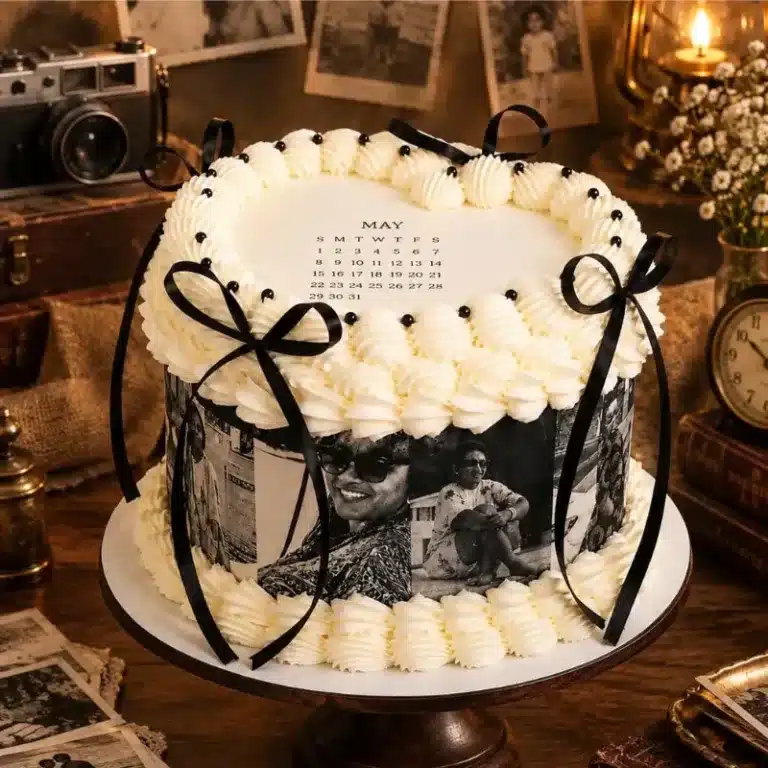 vintage memories photo cake