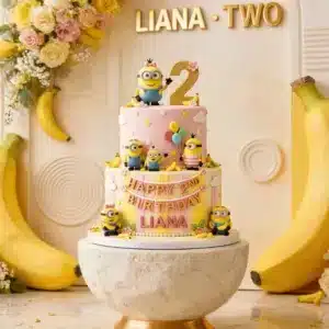 2 tier minion banana cake