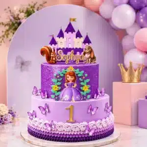 2 tier purple princess cake
