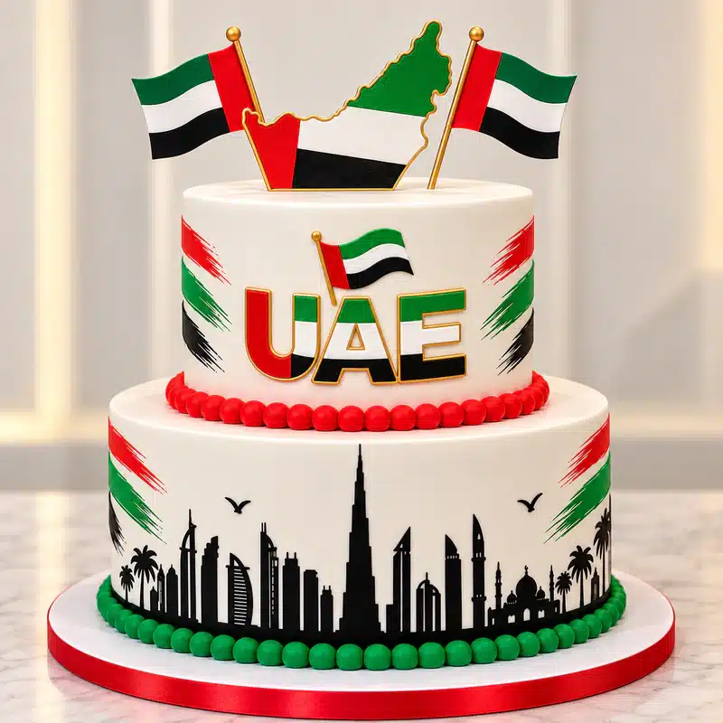 2 tier uae flag day skyline cake 2 tier uae flag day skyline cake