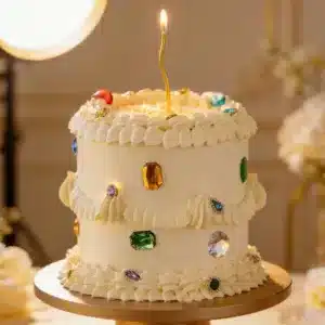 colorful gemstone candle cake
