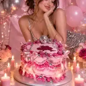 disco heart ombre cake