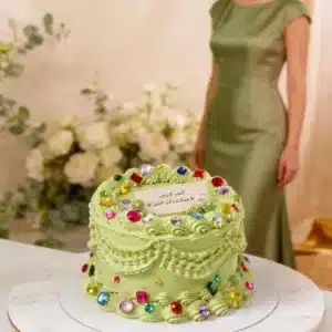 green vintage gemstone cake