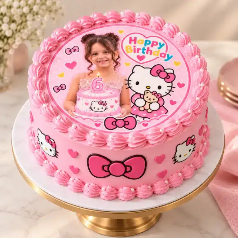 hello kitty girl photo cake