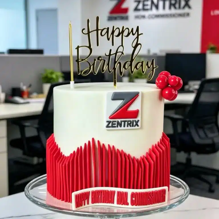 pleated corporate birthday cake