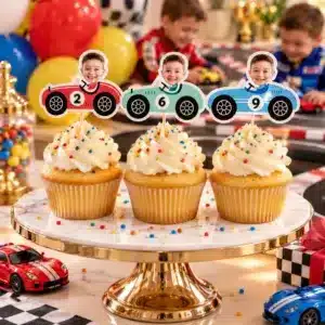 race car photo cupcakes