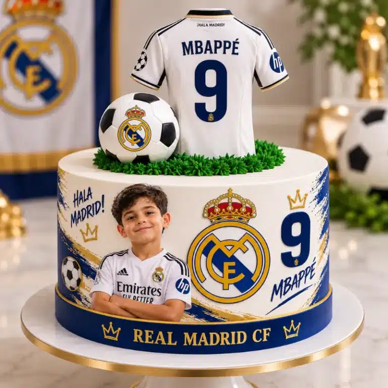 real madrid mbappe kids photo cake