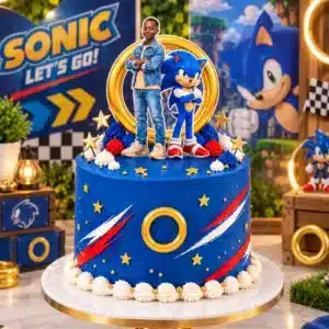 speedy blue hedgehog photo cake